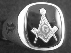Gothic Sterling Silver Masonic Rings, Solid Back #5G